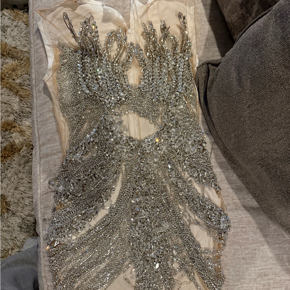 Haus of Rich | Elegant Silver Embellished Dress